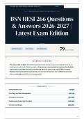 BSN HESI 266 Questions & Answers 2026&sol;2027 Latest Exam Edition