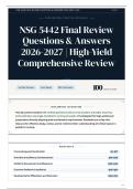 NSG 5442 Final Review Questions & Answers 2026-2027 High-Yield Comprehensive Review