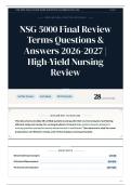 NSG 5000 Final Review Terms Questions & Answers 2026&sol;2027 High-Yield Nursing Review