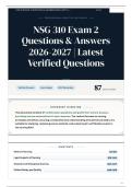 NSG 310 Exam 2 Questions & Answers 2026-2027 Latest Verified Questions