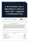 CALE Practice Test 2 Questions & Answers 2026-2027 Updated Certification Prep