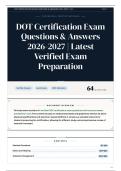 DOT Certification Exam Questions & Answers 2026-2027 Latest Verified Exam Preparation