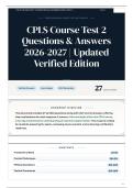 CPLS Course Test 2 Questions & Answers 2026&sol;2027 Updated Verified Edition