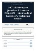 MLT ASCP Practice Questions & Answers 2026-2027 Latest Medical Laboratory Technician Review