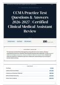 CCMA Practice Test Questions & Answers 2026&sol;2027 Certified Clinical Medical Assistant Review