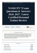 NASM CPT 7 Exam Questions & Answers 2026-2027 Latest Certified Personal Trainer Review