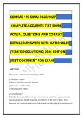 COMSAE 115 EXAM 2026&sol;2027 COMPLETE ACCURATE TEST EXAM ACTUAL QUESTIONS AND CORRECT DETAILED ANSWERS WITH RATIONALES &lpar;VERIFIED SOLUTIONS&rpar; 2026 EDITION &vert;BEST DOCUMENT FOR EXAM&NewLine;