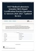 ASCP Medical Laboratory Scientist &lpar;MLS&rpar; Board Certification Practice Questions & Answers 2026&sol;2027 Updated Review
