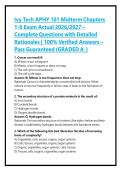Ivy Tech APHY 101 Midterm Chapters 1-6 Exam Actual 2026&sol;2027 &ndash; Complete Questions with Detailed Rationales &vert; 100&percnt; Verified Answers &ndash; Pass Guaranteed &lpar;GRADED A&lowbar;&rpar;
