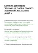 DATA MINING CONCEPTS AND&NewLine;TECHNIQUES 4TH ED ACTUAL EXAM PAPER&NewLine;2026 QUESTIONS WITH SOLUTIONS&NewLine;GRADED A&plus;