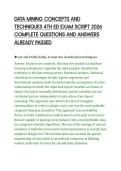 DATA MINING CONCEPTS AND&NewLine;TECHNIQUES 4TH ED EXAM SCRIPT 2026&NewLine;COMPLETE QUESTIONS AND ANSWERS&NewLine;ALREADY PASSED&NewLine;
