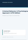 Criminal Behavior&colon; A Psychological Approach 12th Edition Test Bank &vert; Complete Questions & Answers