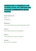 INTRODUCTION TO PROBABILITY AND&NewLine;STATISTICS ACTUAL TEST QUESTIONS AND&NewLine;SOLUTIONS COMPREHENSIVE REVIEW&NewLine;PACKAGE&NewLine;