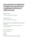DAVIS ADVANTAGE FOR FUNDAMENTALS&NewLine;OF NURSING CARE EXAM SCRIPT 2026&NewLine;COMPREHENSIVE QUESTIONS WITH&NewLine;VERIFIED SOLUTIONS&NewLine;