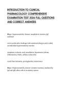 INTRODUCTION TO CLINICAL&NewLine;PHARMACOLOGY COMPREHENSIVE&NewLine;EXAMINATION TEST 2026 FULL QUESTIONS&NewLine;AND CORRECT ANSWERS