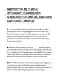 INTRODUCTION TO CLINICAL&NewLine;PSYCHOLOGY COMPREHENSIVE&NewLine;EXAMINATION TEST 2026 FULL QUESTIONS&NewLine;AND CORRECT ANSWERS