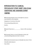 INTRODUCTION TO CLINICAL&NewLine;PSYCHOLOGY STUDY SHEET 2026 EXAM&NewLine;QUESTIONS AND ANSWERS EXPERT&NewLine;VERIFIED&NewLine;