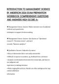 INTRODUCTION TO MANAGEMENT SCIENCE&NewLine;BY ANDERSON 2026 EXAM PREPARATION&NewLine;WORKBOOK COMPREHENSIVE QUESTIONS&NewLine;AND ANSWERS HIGH SCORE A&plus;&NewLine;