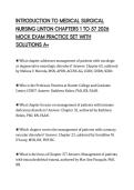 INTRODUCTION TO MEDICAL SURGICAL&NewLine;NURSING LINTON CHAPTERS 1 TO 57 2026&NewLine;MOCK EXAM PRACTICE SET WITH&NewLine;SOLUTIONS A&plus;