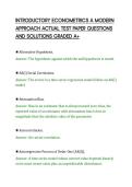 INTRODUCTORY ECONOMETRICS A MODERN&NewLine;APPROACH ACTUAL TEST PAPER QUESTIONS&NewLine;AND SOLUTIONS GRADED A&plus;&NewLine;