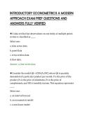 INTRODUCTORY ECONOMETRICS A MODERN&NewLine;APPROACH EXAM PREP QUESTIONS AND&NewLine;ANSWERS FULLY VERIFIED&NewLine;