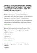 DAVIS ADVANTAGE FOR PEDIATRIC NURSING&colon;&NewLine;CHAPTER 20 FINAL PAPER 2026 COMPLETE&NewLine;QUESTIONS AND ANSWERS&NewLine;