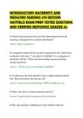 INTRODUCTORY MATERNITY AND&NewLine;PEDIATRIC NURSING 5TH EDITION&NewLine;HATFIELD EXAM PREP TESTED QUESTIONS&NewLine;AND VERIFIED RESPONSES GRADED A&plus;