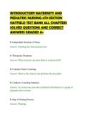 INTRODUCTORY MATERNITY AND&NewLine;PEDIATRIC NURSING 5TH EDITION&NewLine;HATFIELD TEST BANK ALL CHAPTERS&NewLine;SOLVED QUESTIONS AND CORRECT&NewLine;ANSWERS GRADED A&plus;&NewLine;