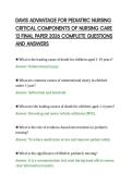 DAVIS ADVANTAGE FOR PEDIATRIC NURSING&NewLine;CRITICAL COMPONENTS OF NURSING CARE&NewLine;13 FINAL PAPER 2026 COMPLETE QUESTIONS&NewLine;AND ANSWERS