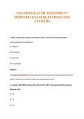 NSG 6020 HEALTH ASSESSMENT&NewLine;MIDTERM EXAM QUESTIONS AND&NewLine;ANSWERS