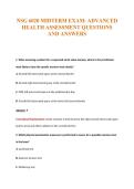 NSG 6020 MIDTERM EXAM&colon; ADVANCED&NewLine;HEALTH ASSESSMENT QUESTIONS&NewLine;AND ANSWERS