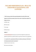 NSG 6020 MIDTERM EXAM - HEALTH&NewLine;ASSESSMENT QUESTIONS AND&NewLine;ANSWERS
