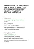 DAVIS ADVANTAGE FOR UNDERSTANDING&NewLine;MEDICAL SURGICAL NURSING 2026&NewLine;ACTUAL EXAM QUESTIONS AND&NewLine;SOLUTIONS GRADED A PLUS&NewLine;