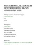 INTUIT ACADEMY TAX LEVEL 1 EXAM ALL 400&NewLine;REVIEW TESTED QUESTIONS COMPLETE&NewLine;ANSWERS ALREADY PASSED