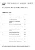 MRL2601 ENTREPRENEURIAL LAW - ASSIGNMENT 1 SEMESTER&NewLine;2 2026&NewLine;Complete Multiple-Choice Question Bank &lpar;150 Questions&rpar;
