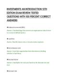 INVESTMENTS AN INTRODUCTION 13TH&NewLine;EDITION EXAM REVIEW TESTED&NewLine;QUESTIONS WITH 100 PERCENT CORRECT&NewLine;ANSWERS&NewLine;