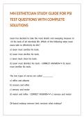 MN ESTHETCIAN STUDY GUIDE FOR PSI TEST QUESTIONS WITH COMPLETE SOLUTIONS 