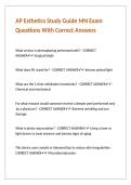 AP Esthetics Study Guide MN Exam Questions With Correct Answers 
