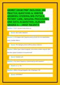 ARMRIT EXAM PREP 2025&sol;2026&colon; 400 &NewLine;PRACTICE QUESTIONS & VERIFIED &NewLine;ANSWERS COVERING MRI PHYSICS&comma; &NewLine;PATIENT CARE&comma; IMAGING PROCEDURES&comma; &NewLine;AND DATA ACQUISITION &sol;ALREADY &NewLine;GRADED A&plus; &lbrack; MOST RECENT&excl;&excl;&rsqb;