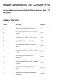MRL2601 ENTREPRENEURIAL LAW - ASSIGNMENT 1 V2&period;0&NewLine;Advanced Comprehensive Multiple-Choice Question Bank &lpar;150&NewLine;Questions&rpar;