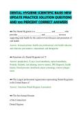 DENTAL HYGIENE SCIENTIFIC BASES NEW&NewLine;UPDATE PRACTICE SOLUTION QUESTIONS&NewLine;AND 100 PERCENT CORRECT ANSWERS&NewLine;