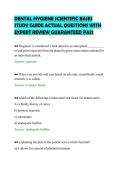 DENTAL HYGIENE SCIENTIFIC BASES&NewLine;STUDY GUIDE ACTUAL QUESTIONS WITH&NewLine;EXPERT REVIEW GUARANTEED PASS&NewLine;