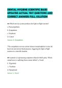 DENTAL HYGIENE SCIENTIFIC BASES&NewLine;UPDATED ACTUAL TEST QUESTIONS AND&NewLine;CORRECT ANSWERS FULL SOLUTION&NewLine;