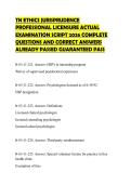 TN ETHICS JURISPRUDENCE&NewLine;PROFESSIONAL LICENSURE ACTUAL&NewLine;EXAMINATION SCRIPT 2026 COMPLETE&NewLine;QUESTIONS AND CORRECT ANSWERS&NewLine;ALREADY PASSED GUARANTEED PASS
