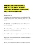 TN ETHICS AND JURISPRUDENCE&NewLine;PRACTICE TEST PAPER 2026 FULL&NewLine;QUESTIONS WITH DETAILED SOLUTIONS&NewLine;100&percnt; CORRECT GRADED A&plus;