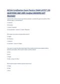 NCCAA Certification Exam Practice EXAM LATEST 150 QUESTIONS AND 100- Verified ANSWERS JUST RELEASED 