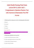 Adult Health Nursing Final Exam &NewLine;&lpar;AGACNP-C&rpar; 2026&ndash;2027 &vert; &NewLine;Comprehensive Question Practice Test &NewLine;with Answers & Rationales&vert; Free Pdf &NewLine;Access