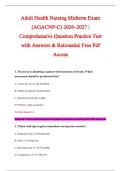 Adult Health Nursing Midterm Exam &NewLine;&lpar;AGACNP-C&rpar; 2026&ndash;2027 &vert; &NewLine;Comprehensive Question Practice Test &NewLine;with Answers & Rationales&vert; Free Pdf &NewLine;Access