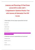 Anatomy and Physiology II Final Exam &NewLine;&lpar;AGACNP-C&rpar; 2026&ndash;2027 &vert; &NewLine;Comprehensive Question Practice Test &NewLine;with Answers & Rationales&vert; Free Pdf &NewLine;Access
