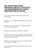 EMT OPERATIONS FISDAP&NewLine;EMERGENCY MEDICAL PROTOCOLS&NewLine;100 EXAM PREMIUM TEST PAPER&NewLine;QUESTIONS AND SOLUTIONS